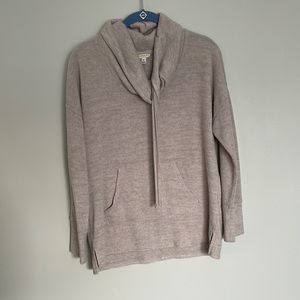 Cream cowl neck hoodie shirt